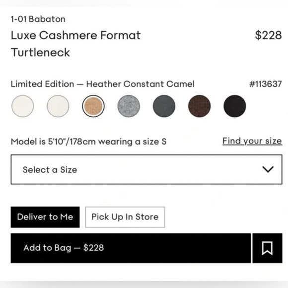 Aritzia Babaton Luce Cashmere Format Turtleneck - XXS - Picture 2 of 4